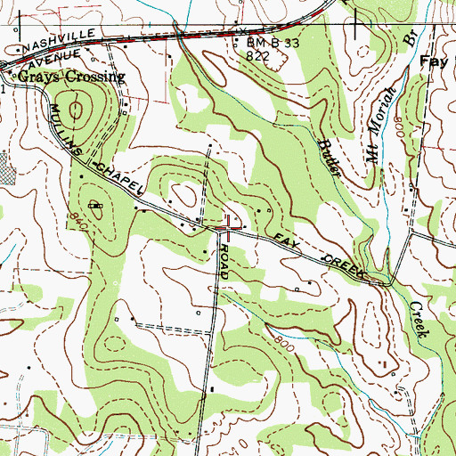 Topographic Map of Mullins Chapel African Methodist Episcopal Church, TN