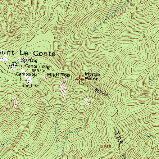 Topographic Map of Myrtle Point, TN
