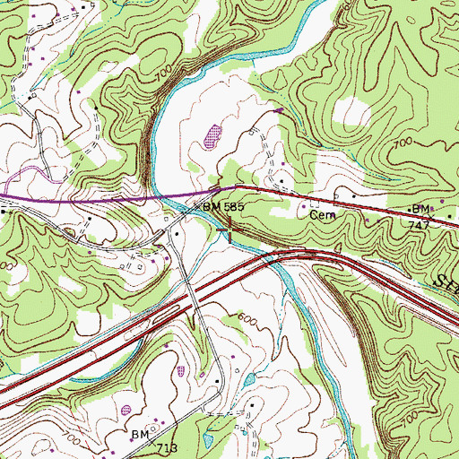 Topographic Map of Nails Creek, TN