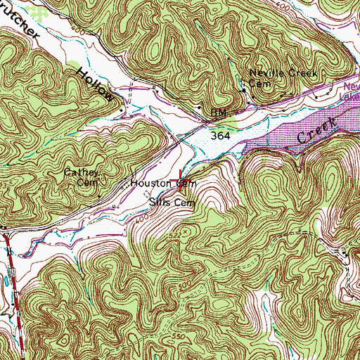 Topographic Map of Neville Creek, TN