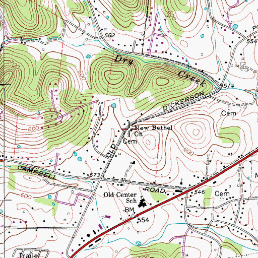 Topographic Map of New Bethel Missionary Baptist Church, TN