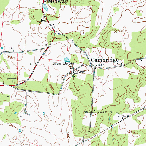 Topographic Map of New Bybee Church, TN