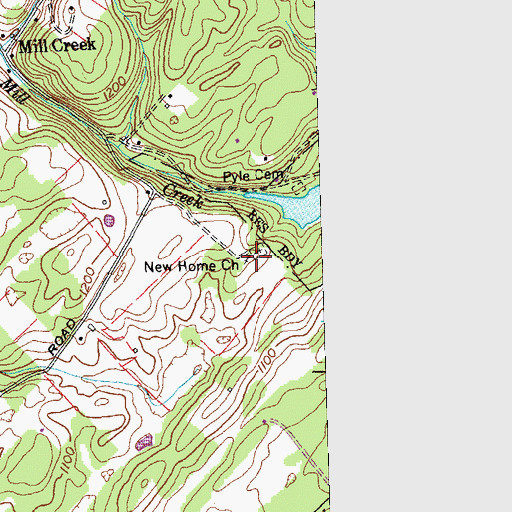 Topographic Map of New Home Missionary Baptist Church, TN