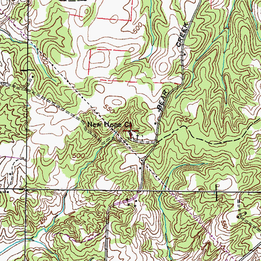 Topographic Map of New Hope Church, TN
