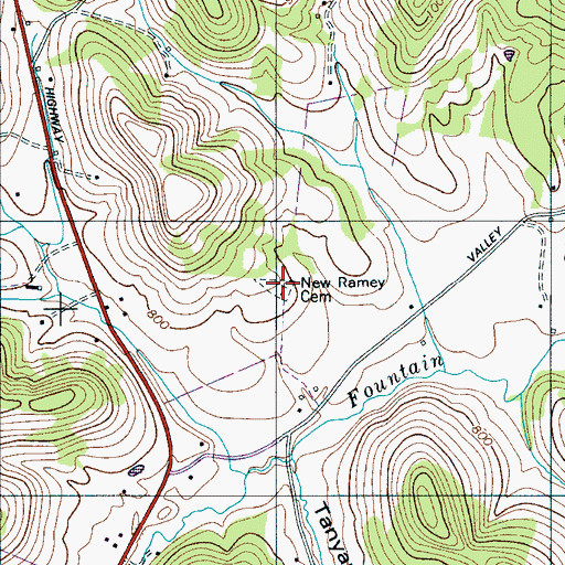 Topographic Map of New Ramey Cemetery, TN