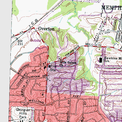 Topographic Map of New Salem Church, TN