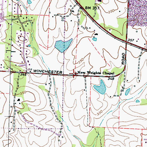 Topographic Map of New Wrights Chapel, TN