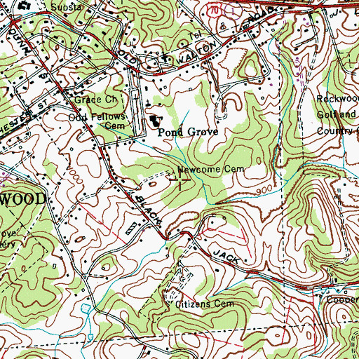 Topographic Map of Newcome Cemetery, TN