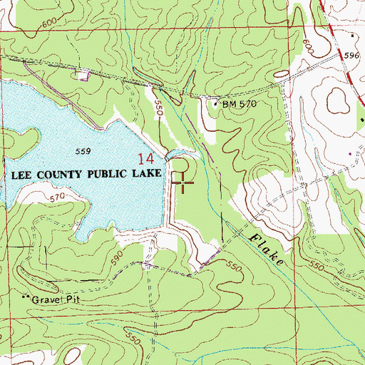Topographic Map of Lee County Public Lake Dam, AL