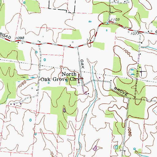 Topographic Map of North Oak Grove Church, TN