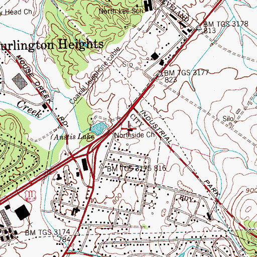 Topographic Map of Northside Church, TN