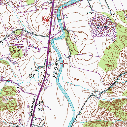 Topographic Map of Norton Branch, TN