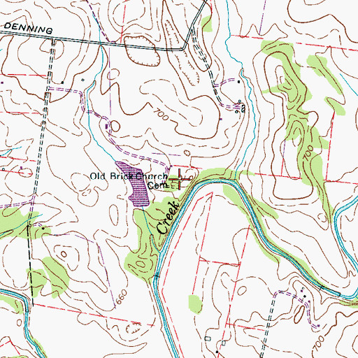 Topographic Map of Old Brick Church Cemetery, TN