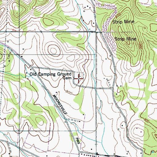 Topographic Map of Old Camping Ground Cemetery, TN