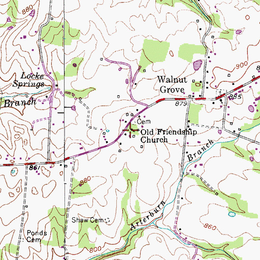 Topographic Map of Old Friendship Church, TN