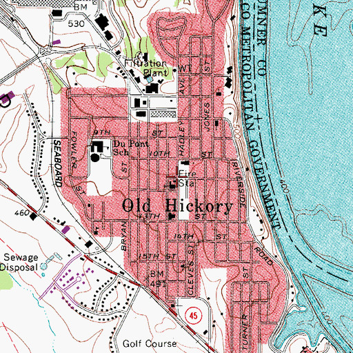 Topographic Map of Old Hickory, TN