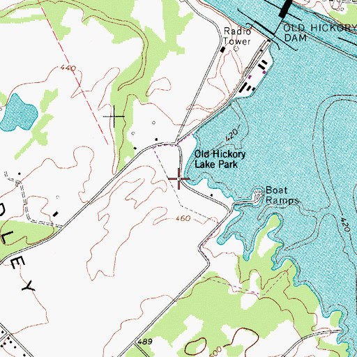 Topographic Map of Old Hickory Lake Park, TN