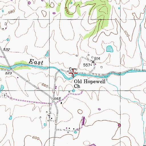 Topographic Map of Old Hopewell Church, TN