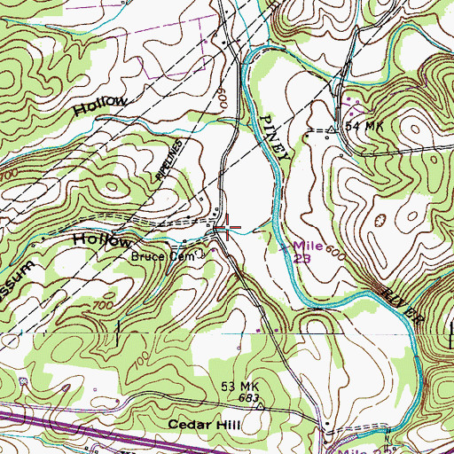 Topographic Map of Opossum Hollow, TN
