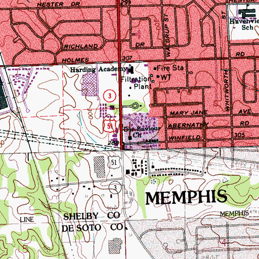 Topographic Map of Our Saviour Church, TN