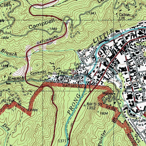 Topographic Map of Ownby Cemetery, TN