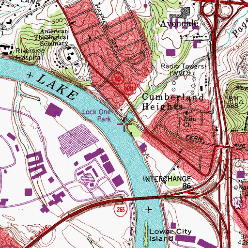 Topographic Map of Pages Branch, TN