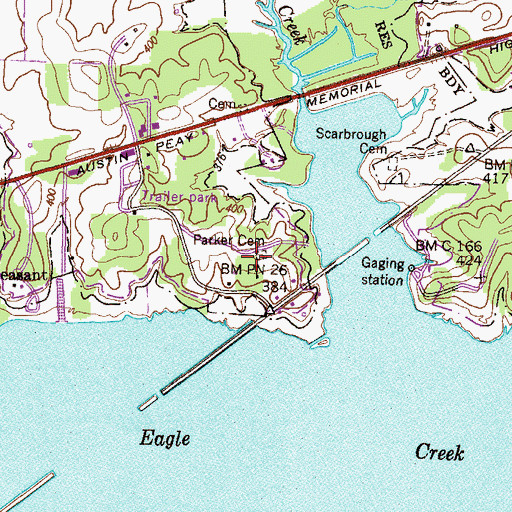 Topographic Map of Parker Cemetery, TN