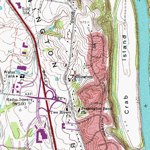 Topographic Map of Pennington Church, TN