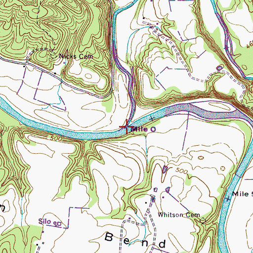 Topographic Map of Piney River, TN