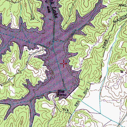 Topographic Map of Pinoak Lake, TN
