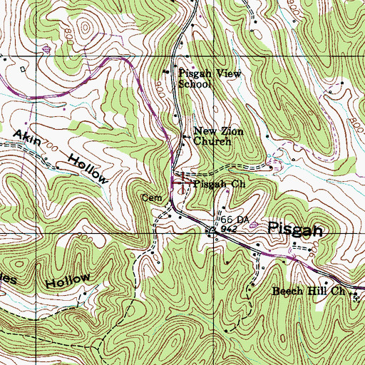Topographic Map of Pisgah Church, TN