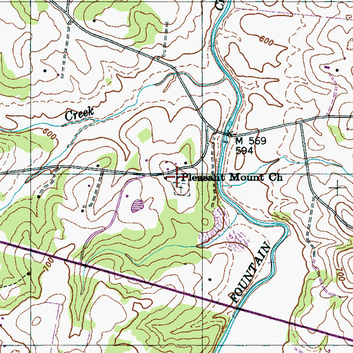 Topographic Map of Pleasant Mount Church, TN