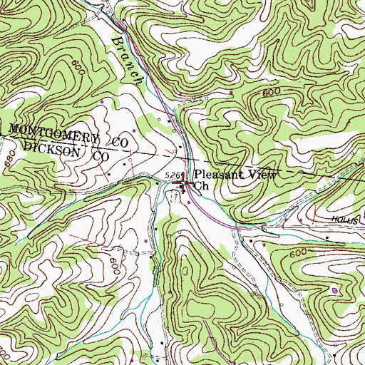 Topographic Map of Pleasant View Church, TN