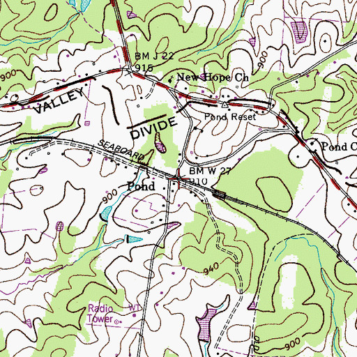 Topographic Map of Pond, TN