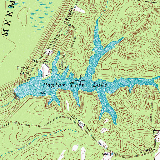 Topographic Map of Poplar Tree Lake, TN
