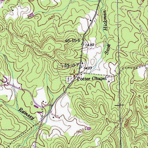 Topographic Map of Potter Chapel School, TN