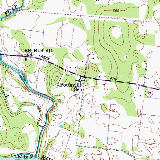 Topographic Map of Pottsville School, TN