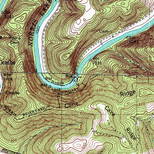 Topographic Map of Powell River, TN