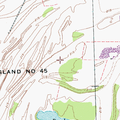 Topographic Map of Presidents Island Number Forty-five, TN