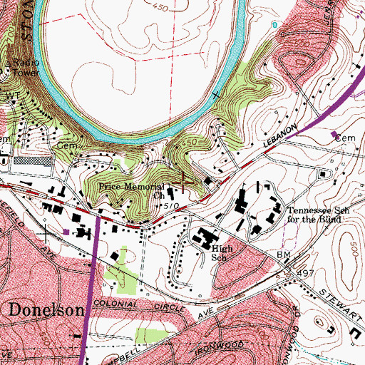 Topographic Map of Price Memorial Church, TN