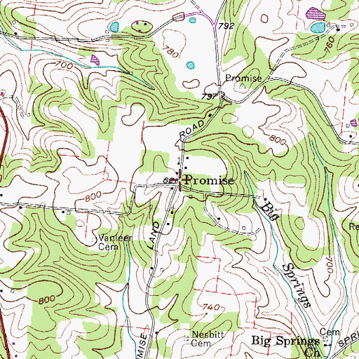 Topographic Map of Promise, TN