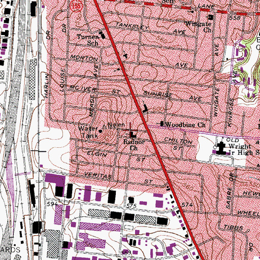 Topographic Map of Radnor Church, TN