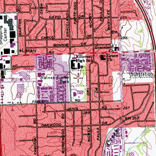 Topographic Map of Raines-Finley Park, TN
