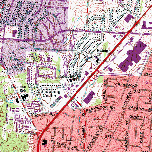 Topographic Map of Raleigh Church, TN