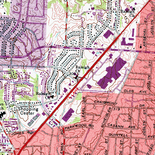 Topographic Map of Raleigh Church, TN