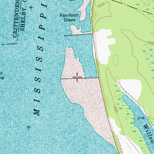 Topographic Map of Randolph Dikes, TN