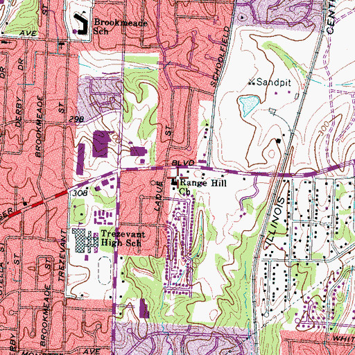 Topographic Map of Range Hill Church, TN