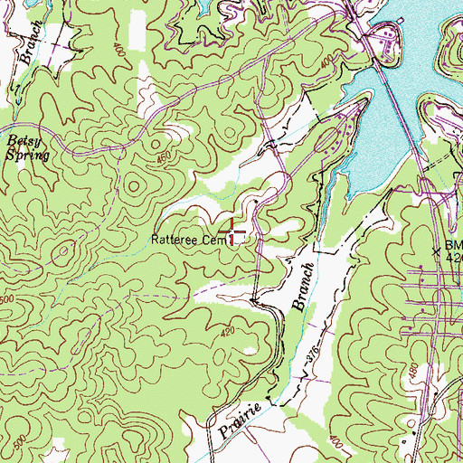 Topographic Map of Ratteree Cemetery, TN
