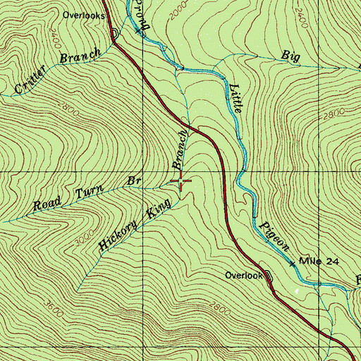 Topographic Map of Road Turn Branch, TN