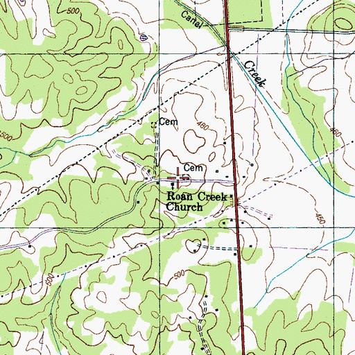 Topographic Map of Roan Creek Church, TN
